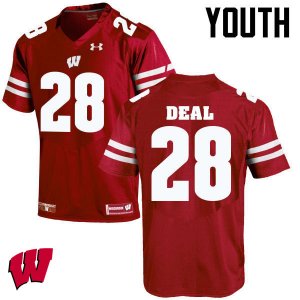 Youth Wisconsin Badgers NCAA #28 Taiwan Deal Red Authentic Under Armour Stitched College Football Jersey XH31Z21PL